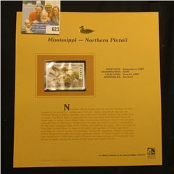 1998 Mississippi Waterfowl $5.00 Stamp depicting a pair of Northern Pintail Ducks, Mint, unsigned, i