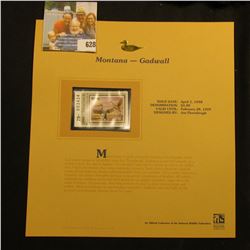 1998 Montana Waterfowl $5.00 Stamp depicting a pair of Gadwall, Mint, unsigned, in vinyl page with l