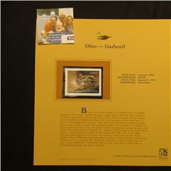 1998 Ohio Welands Habitat $11.00 Stamp, Mint, unsigned, in vinyl page with literature.