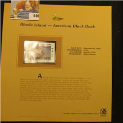 1998 Rhode Island Waterfowl $7.50 Stamp depicting a pair of American Black Ducks, Mint, unsigned, in