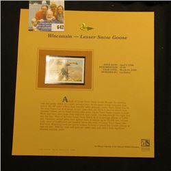 1998 Wisconsin Waterfowl $7.00 Stamp depicting a Lesser Snow Goose, Mint, unsigned, in vinyl page wi