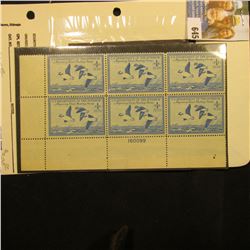 1948 RW15 Plateblock of Six U.S. Federal Migratory Waterfowl $1 Stamps, VF, NH, originally sold by D