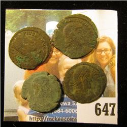 (4) Ancient Roman coins, most likely Constantius. Over 1,500 years old.