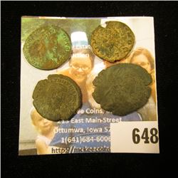 (4) Ancient Roman coins, most likely Constantius. Over 1,500 years old.