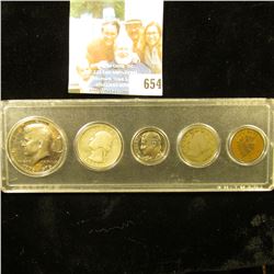 Five-Piece Type Set of U.S. Coins in a Snaptite case, includes 1896 Indian Cent, 1912 D Liberty Nick