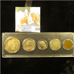 Five-Piece Type Set of U.S. Coins in a Snaptite case, includes 1905 VG Indian Cent, 1909 Liberty Nic
