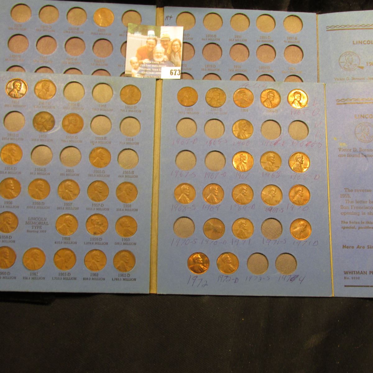 (3) Whitman coin folders with Lincoln cents dating back to 1909 P VDB