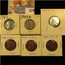 1943 P, D, S World War II Emergency U.S. Steel Cent Set & 1949 P, D, & S Cent Set, all high grades.