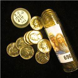 1955 D Original Gem BU Roll of Jefferson Nickels in a plastic tube.