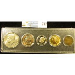 Five-Piece Coin Set in a Snaptight case, includes: 1900 Indian Cent, VG; 1883 NC Gold-Plated 'Racket