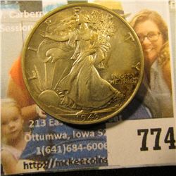 1943 P Walking Liberty Half Dollar, Gorgeous toned Uncirculated.