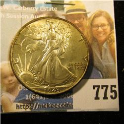 1943 P Walking Liberty Half Dollar, Gorgeous toned Uncirculated.