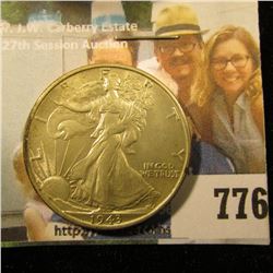 1943 S Walking Liberty Half Dollar, AU-Unc.