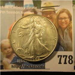 1944 D Walking Liberty Half Dollar, Brilliant Uncirculated.