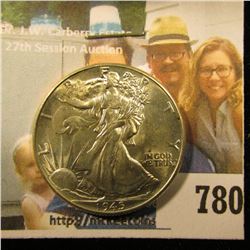 1945 P Walking Liberty Half Dollar, Brilliant Uncirculated.