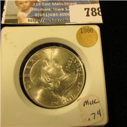 1948 D Franklin Half Dollar, Gem BU in a White plastic holder.