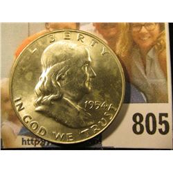 1954 D Franklin Half Dollar, Brilliant Uncirculated.