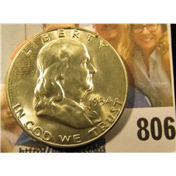 1954 S Franklin Half Dollar, Brilliant Uncirculated.