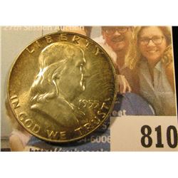 1955 P Franklin Half Dollar, Brilliant Uncirculated, superb Toning.