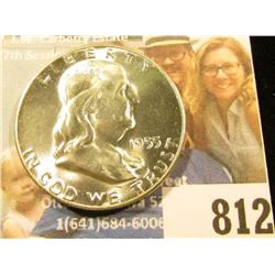 1955 P Franklin Half Dollar, 'Bugs Bunny" Variety, Brilliant Uncirculated.