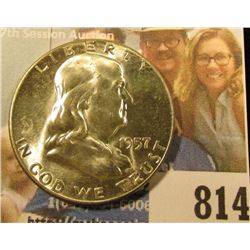 1957 P Franklin Half Dollar, Brilliant Uncirculated.