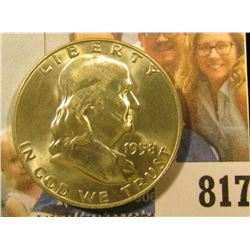 1958 D Franklin Half Dollar, Brilliant Uncirculated.