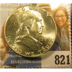 1961 P Franklin Half Dollar, Brilliant Uncirculated.