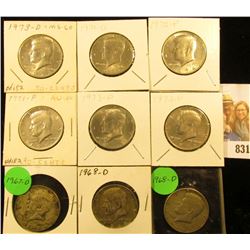 1967, (2) 68D, 71 P, 71 D, 72 P, D, 73 P, & 73 D Kennedy Half Dollars.