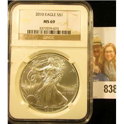 2010 American Eagle One Ounce .999 Fine Silver Dollar NGC slabbed MS69.