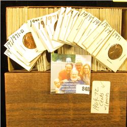 Double Row 6" Stock Box full of Lincoln Cents in 1 1/2" x 1 1/2" holders dating 1969S-72S, most or a