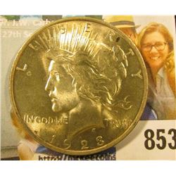 1923 P U.S. Peace Silver Dollar, Gem BU with light Gold toning.
