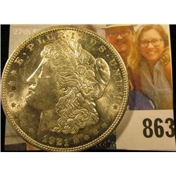 1921 P U.S. Morgan Silver Dollar, Brilliant Uncirculated with a hint of Gold toning.