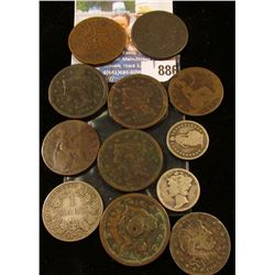 A nice old group of Silver and Copper Coins including several U.S. Large Cents.