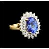 Image 1 : 14KT Yellow Gold 4.07 ctw Tanzanite and Diamond Ring