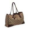 Image 2 : Gucci Brown Beige Monogram Canvas Leather Princy Tote Bag