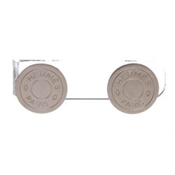 Hermes Palladium Silver Clou de Selle Disk Clip On Earrings