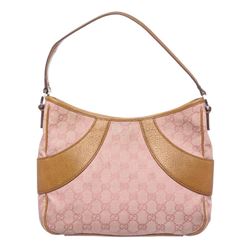 Gucci Pink Canvas Leather Monogram Shoulder Bag