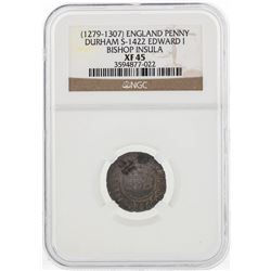 1279-1307 England Penny Durham S-1422 Edward I Bishop Insula Coin NGC XF45
