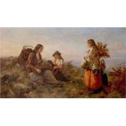 Edward John Cobbett (1815-1899) Oil on canvas 'The Fern Gatherers' Signed and dated 1859 37.25ins...
