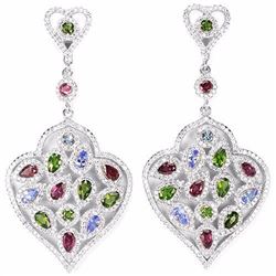 Natural TANZANITE RH-GARNET CH-DIOPSIDE Earrings