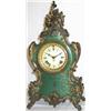 Image 1 : C19th ormolu mounted green lacquer cased 8-day striking mantel clock with gilt...