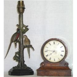 Mid C19th French walnut drum cased mantel timepiece with bob pendulum, the...