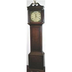 Early C19th oak & mahogany longcase clock with swan-neck pediment & 30-hour...