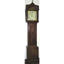 Early C19th mahogany longcase clock with 8-day striking movement, the painted...