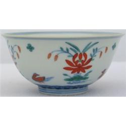 Chinese Qianlong period porcelain doucai 'lotus pond' bowl, the exterior...