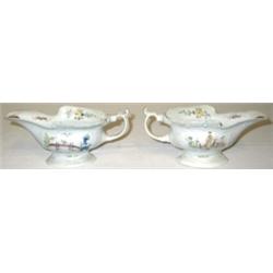Pair of Dr. Wall period Worcester porcelain large sauceboats of silver form...