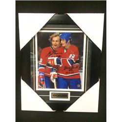 GUY LAFLEUR & STEVE SHUTT DUAL SIGNED 12" X 14" FRAMED PHOTO W/ BOSSA COA