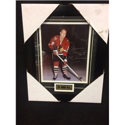 BOBBY HULL AUTOGRAPHED 12" X 14" FRAMED PHOTO W/ BOSSA COA