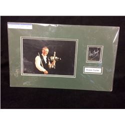 DENNIS TAYLOR AUTOGRAPHED DISPLAY W/ PHOTO (BILLIARDS PLAYER)