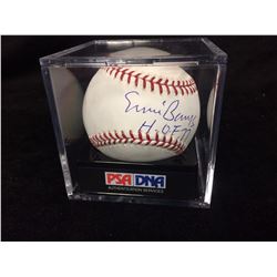 ERNIE BANKS AUTOGRAPHED BASEBALL IN CASE W/ PSA COA